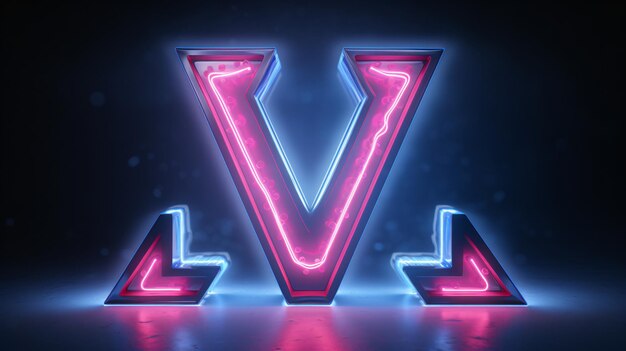 Font 3D al neon Rendering 3D a luce al neon blu e rosa