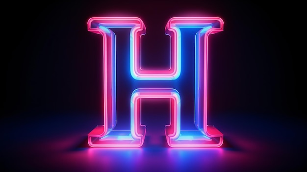 Font 3D al neon Rendering 3D a luce al neon blu e rosa