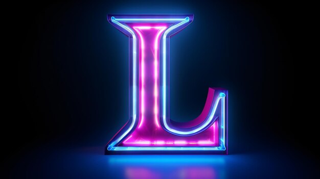 Font 3D al neon Rendering 3D a luce al neon blu e rosa