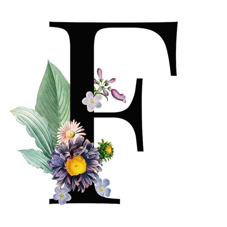 Foto font di alfabeto floreale fng