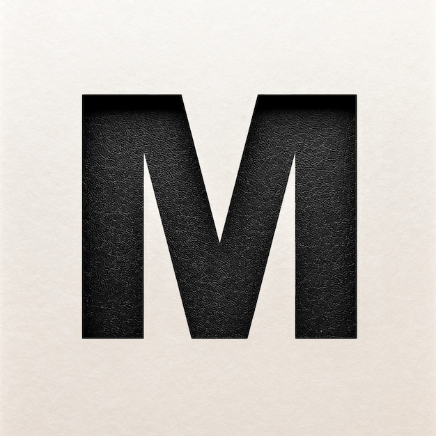 Font in pelle nera, font alfabeto astratto, tipografia realistica - M.