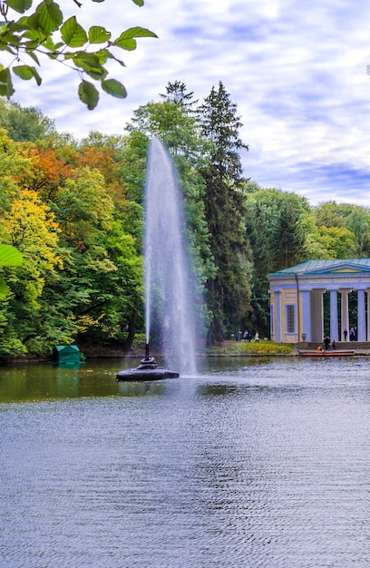 Fontana a forma di serpente nell'acqua del parco