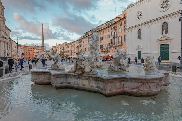 Fontana del Moro in piazza Navona a Roma Italia