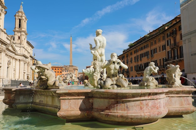 Fontana del Moro in Piazza Navona a Roma, Italia