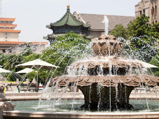 Fontana sulla piazza di Xian, Cina