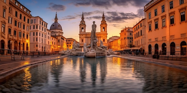 Fontane in Piazza Navona a Roma, Italia