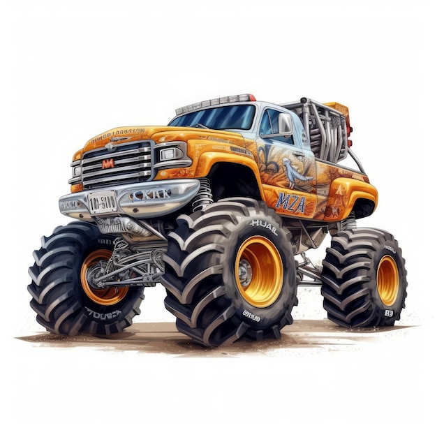 Fonte bianca fotorealista Rv Monster Truck