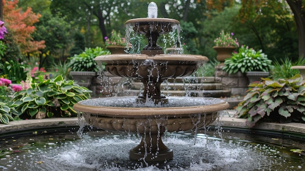 Fonte d'acqua in mezzo al giardino