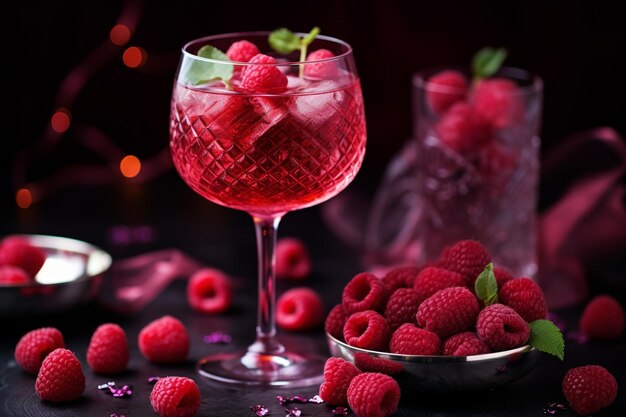 Food graphy cocktail spumante rosé di lamponi gin