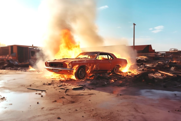 Ford Mustang incendiata