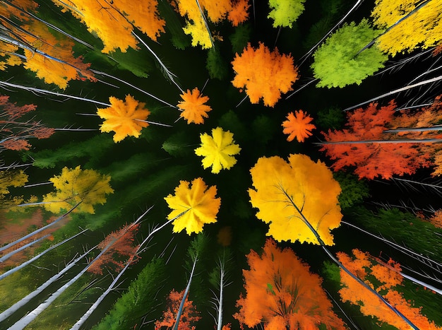 Foresta autunnale con colori realistici ad alto contrasto