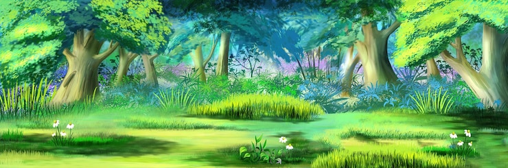 Foto foresta decidua nell'illustrazione di estate