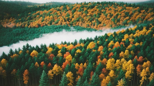 Foresta di alberi vista dall'alto