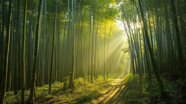 Foresta di bambù al mattino