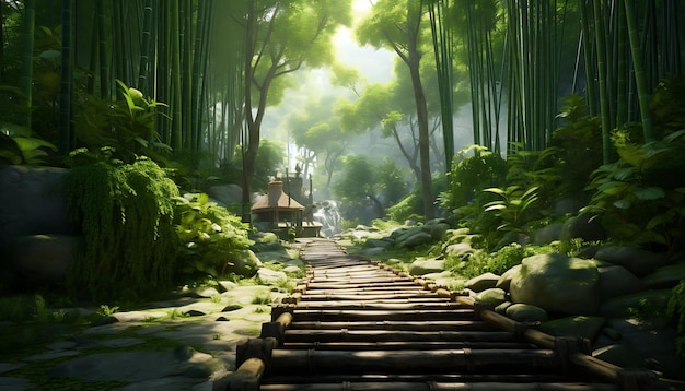 Foresta di bambù asiatica IA generativa