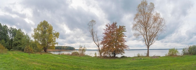 Foresta e lago in autunno Nord Europa