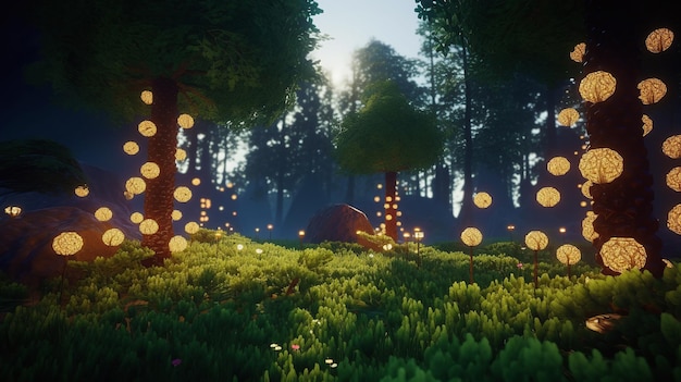 Foresta incantata Un ambiente fantasy cinematografico con illuminazione Unreal Engine