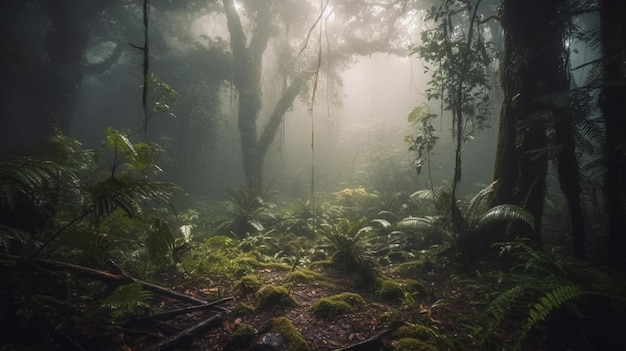 Foresta nebbiosa Ai generativa