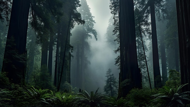 Foresta nebbiosa Generativo Ai