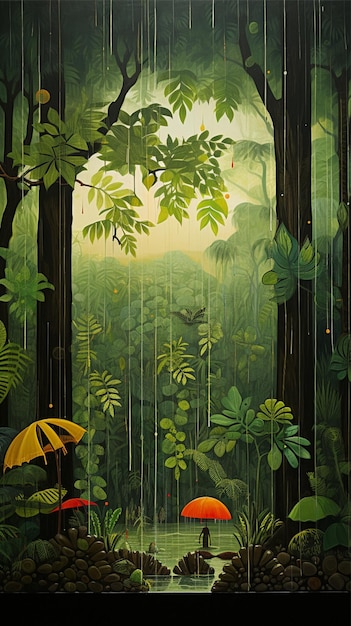 Foresta pluviale monsonica con disco di legno