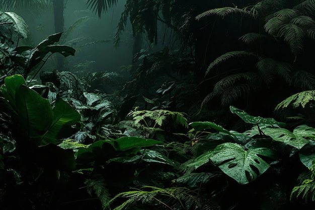 Foresta pluviale tropicale con piante esotiche