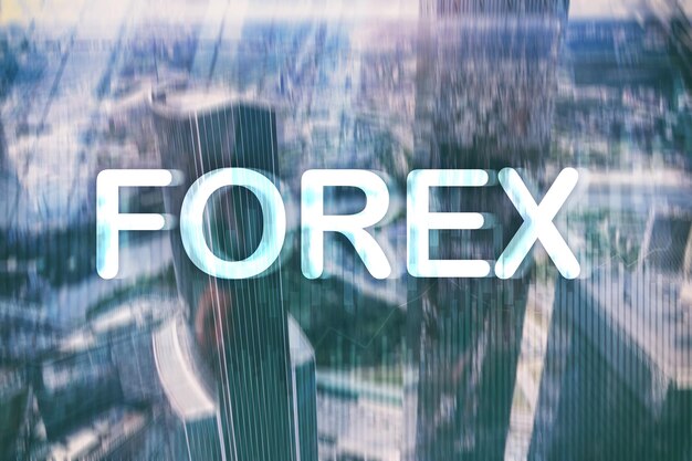 Forex trading e concetto di investimento su doppia esposizione sfondo sfocato