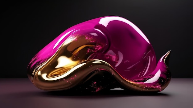 Forma astratta 3D fucsia e oro Generativo ai