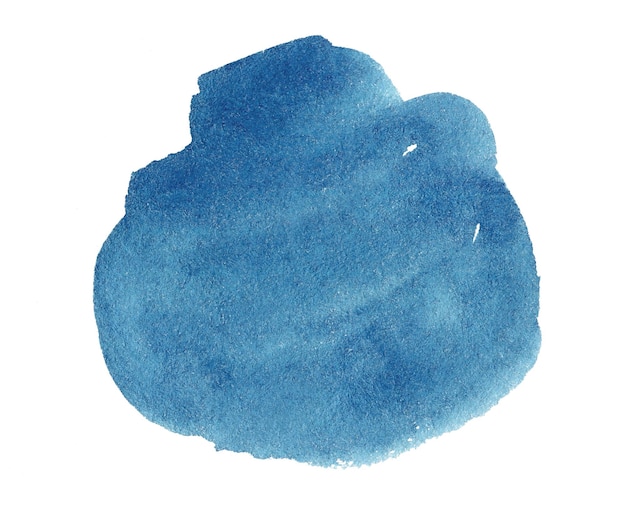 Forma astratta dell'acquerello blu. Macchia disegnata a mano dell'acquerello isolata su white