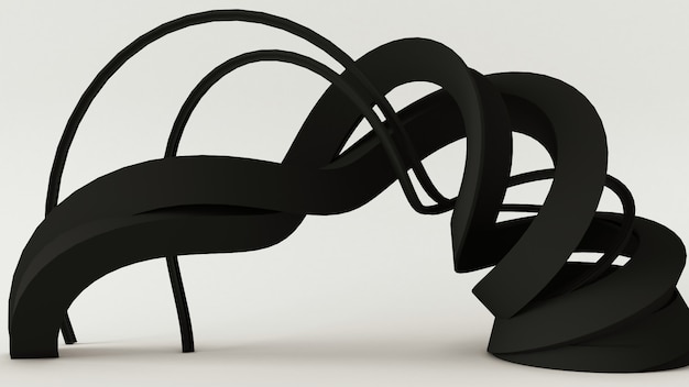 Forma astratta della geometria nera 3D, concetto minimo moderno