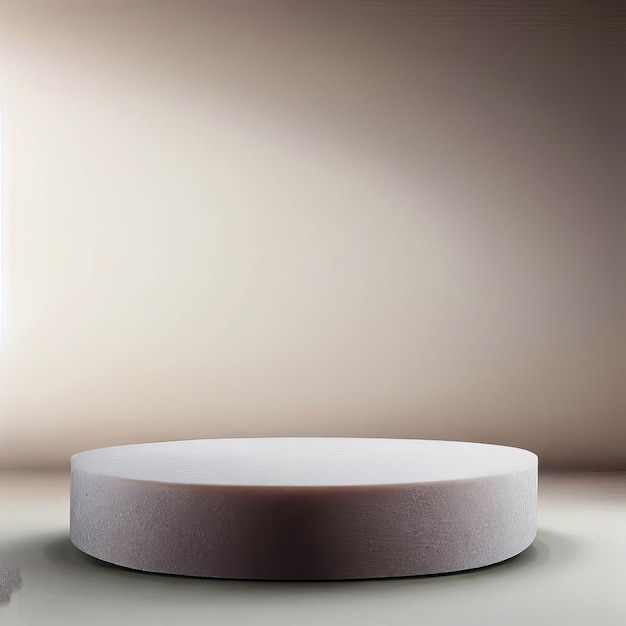 Forma cilindrica di sega rotonda in legno su sfondo beige sfondo astratto IA generativa