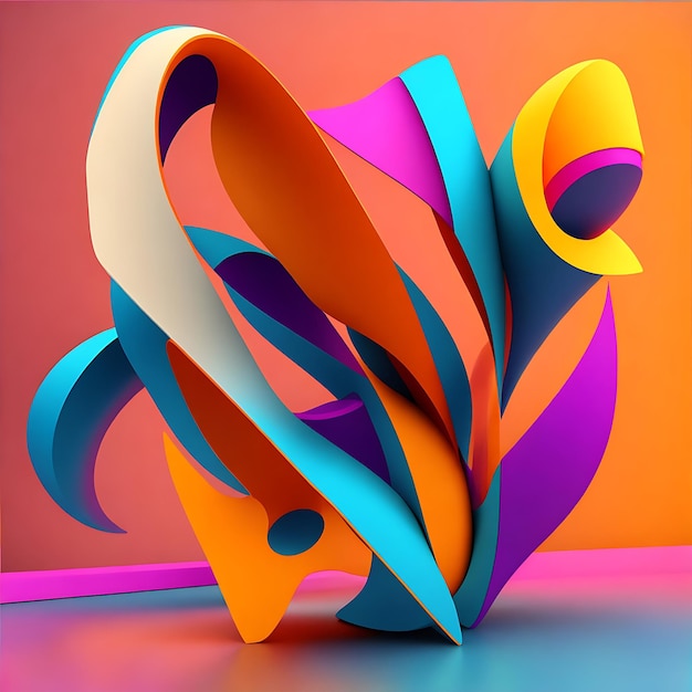 Forma colorata futuristica 3d rendering ai generare