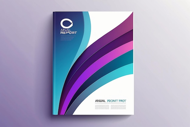 Forma curva astratta su sfondo di colore blu viola e bianco Modello di copertina del libro in formato A4 per la relazione annuale