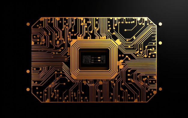 Forma del chip del circuito della tecnologia Ai Oro