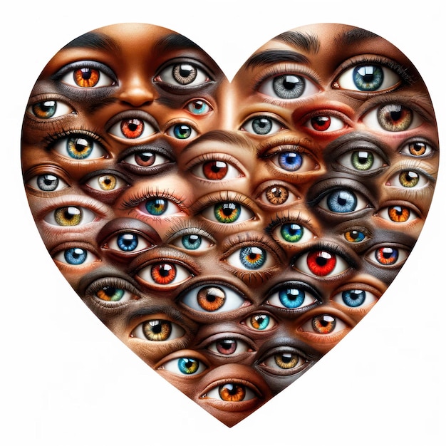 Forma del cuore Di occhi diversi Diversa gamma di etnie e età Diversità concetto