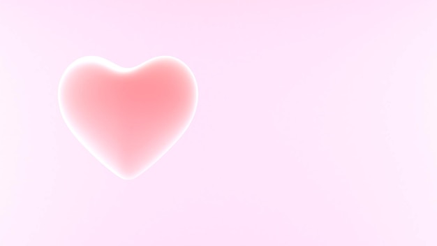 Forma del cuore su sfondo rosa, San Valentino, rendering 3D