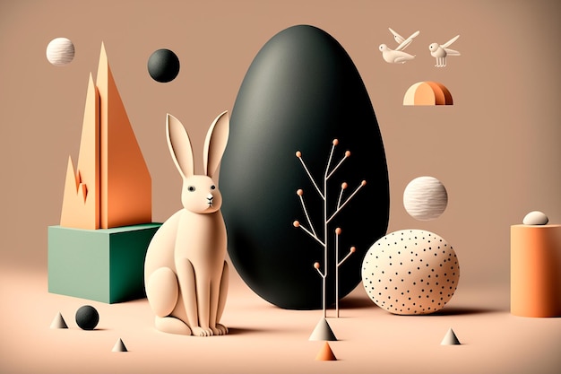 Forma dell'uovo Composizione minima per le vacanze di Pasqua Illustrazioni creative astratte di Pasqua con elementi di minimalismo