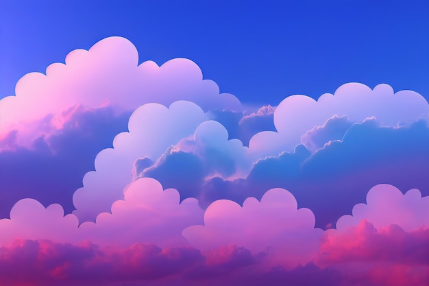 Forma della figura del cuore della nuvola in tono di colore blu tenue pastello e rosa illustrazione 3d