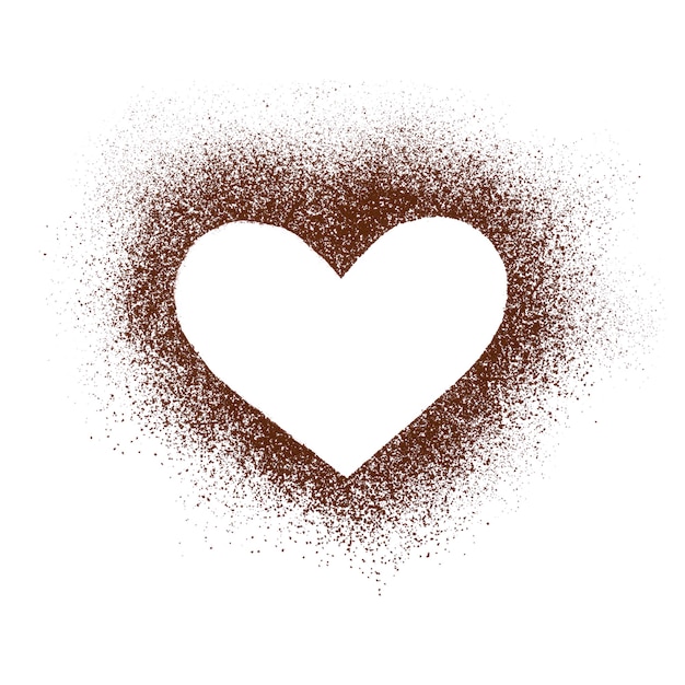 Forma di cuore fatta di cacao in polvere