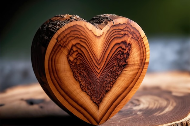 Forma di cuore in legno amore ed ecologia contesto ambientale