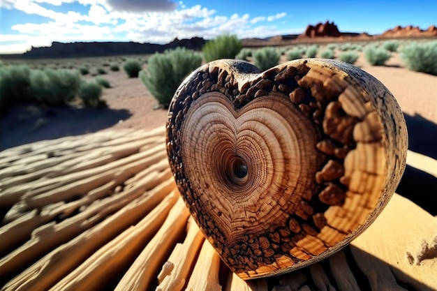 Forma di cuore in legno amore ed ecologia contesto ambientale