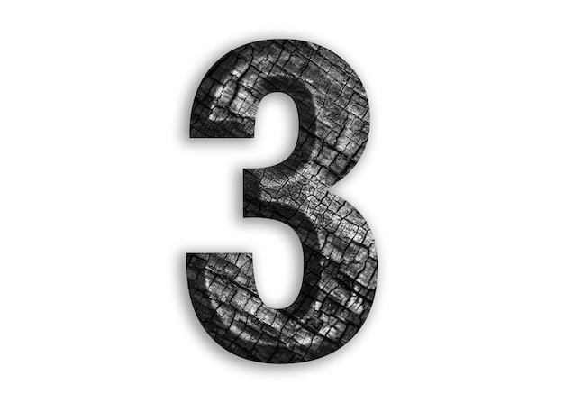 Forma di numero 3 con disegno a motivo di carbone