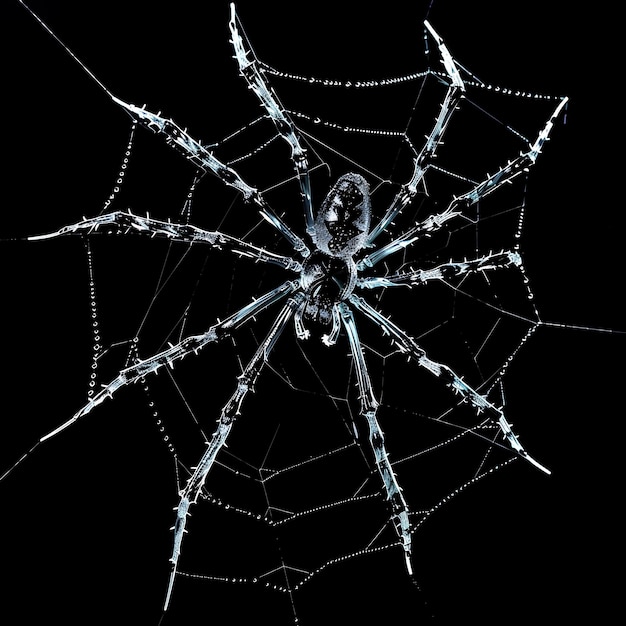 Forma di ragno in rete ondulata liquido bianco trasparente con arte di sfondo concetto luminoso Y2K