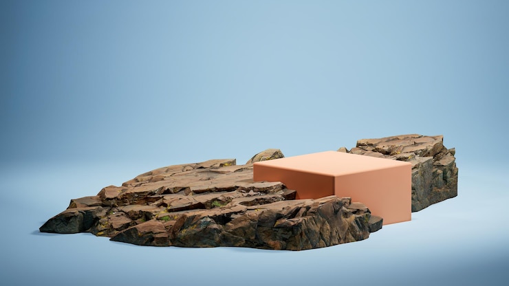 Foto forma di rendering 3d per la visualizzazione di prodotti pubblicitari sala studio con scena minimal pastello