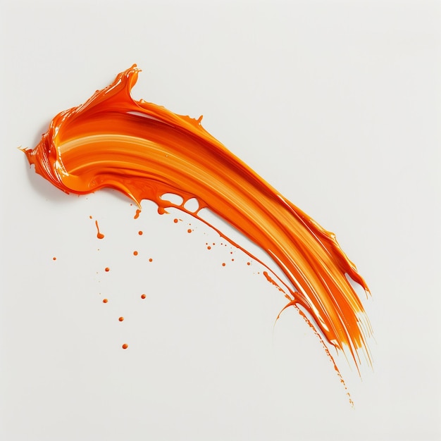 Forma fluida di vernice arancione isolata su uno sfondo bianco pulito