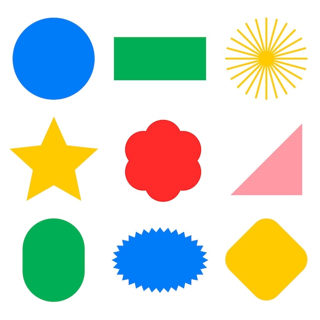 Forma geometrica adesivo png set di clip flat colorati