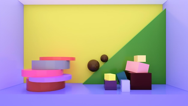 forma geometrica astratta colorata per la presentazione del prodotto rendering 3d
