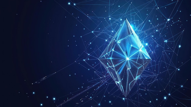 Forma geometrica astratta in rete blu