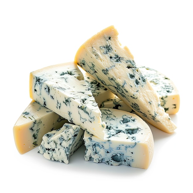 Formaggio blu su sfondo bianco