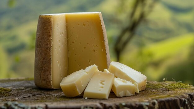 formaggio duro sullo sfondo della natura da vicino