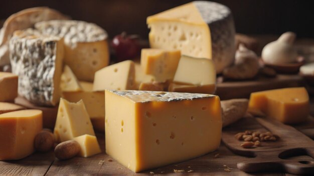 Formaggio sopra un tavolo di legno